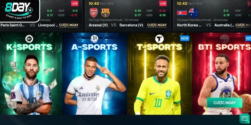 Khái quát về sảnh thể thao 8day cho hội viên mới